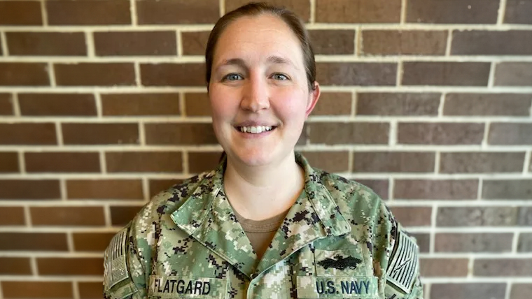 Headshot of Lt. Cmdr. Genevieve Flatgard. NC State alum and 2024 Military Engineer of the Year.
